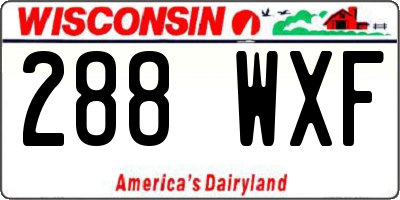 WI license plate 288WXF