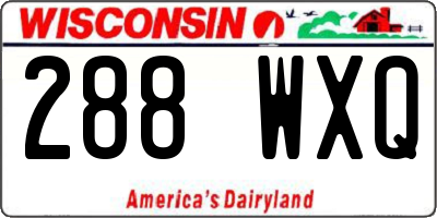 WI license plate 288WXQ