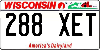 WI license plate 288XET