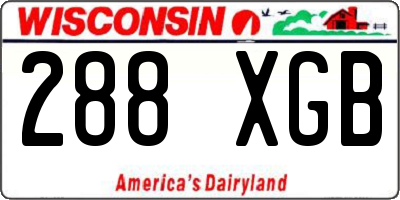 WI license plate 288XGB