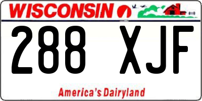 WI license plate 288XJF