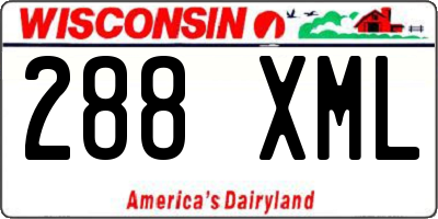 WI license plate 288XML