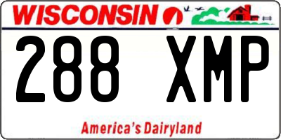 WI license plate 288XMP