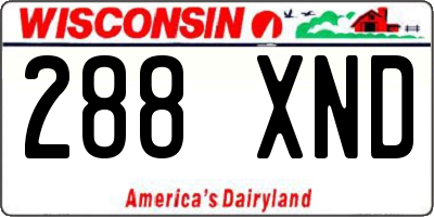 WI license plate 288XND