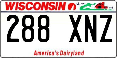 WI license plate 288XNZ