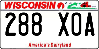 WI license plate 288XOA