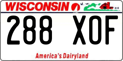 WI license plate 288XOF