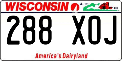WI license plate 288XOJ