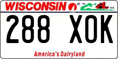 WI license plate 288XOK