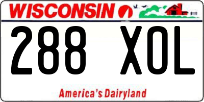 WI license plate 288XOL