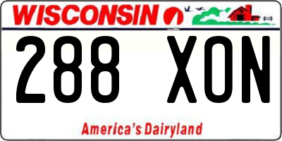 WI license plate 288XON