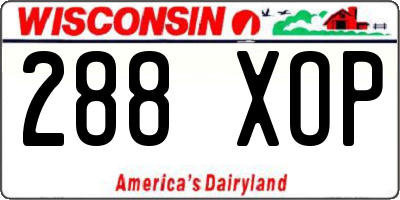 WI license plate 288XOP