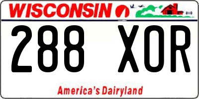WI license plate 288XOR
