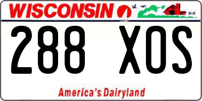 WI license plate 288XOS