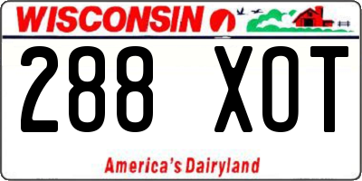 WI license plate 288XOT