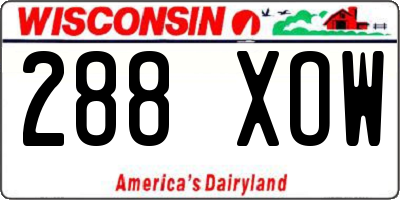 WI license plate 288XOW