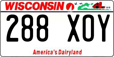 WI license plate 288XOY