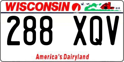 WI license plate 288XQV