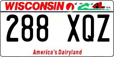 WI license plate 288XQZ