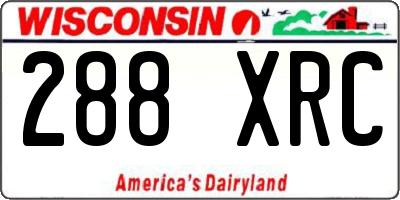 WI license plate 288XRC