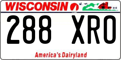 WI license plate 288XRO