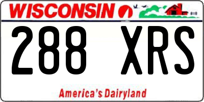 WI license plate 288XRS