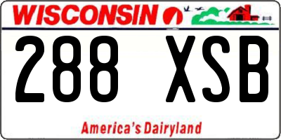 WI license plate 288XSB