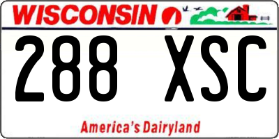 WI license plate 288XSC