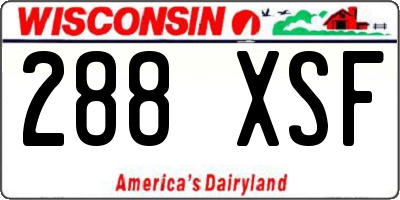 WI license plate 288XSF