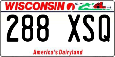 WI license plate 288XSQ