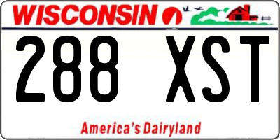 WI license plate 288XST