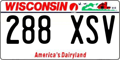 WI license plate 288XSV