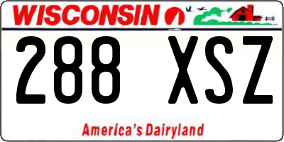 WI license plate 288XSZ