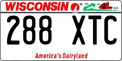 WI license plate 288XTC