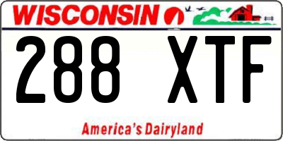 WI license plate 288XTF