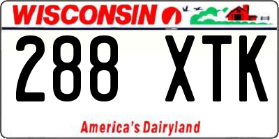 WI license plate 288XTK
