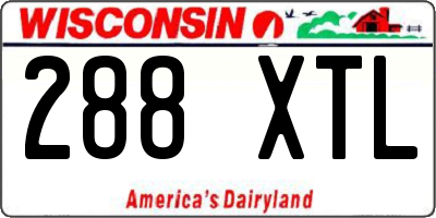 WI license plate 288XTL