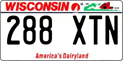 WI license plate 288XTN
