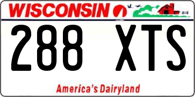 WI license plate 288XTS