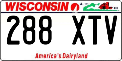 WI license plate 288XTV