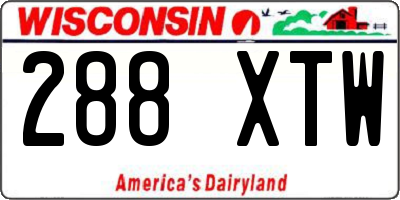 WI license plate 288XTW