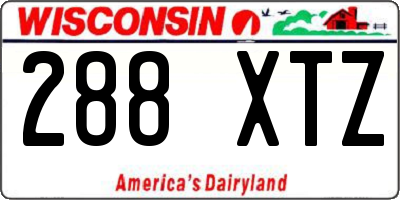 WI license plate 288XTZ