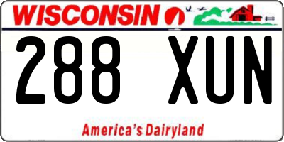 WI license plate 288XUN