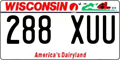 WI license plate 288XUU