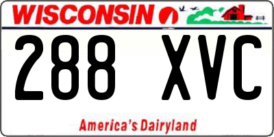WI license plate 288XVC