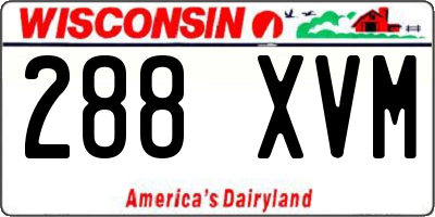WI license plate 288XVM