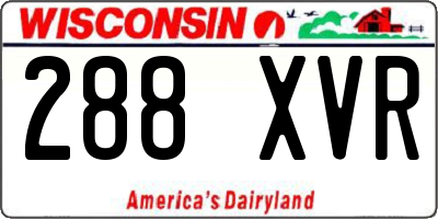 WI license plate 288XVR