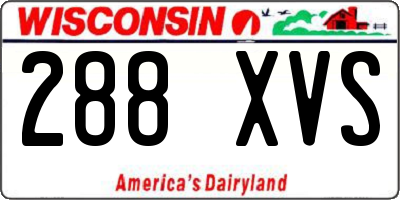 WI license plate 288XVS