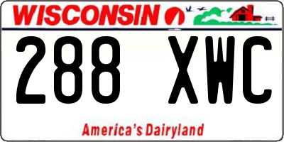 WI license plate 288XWC