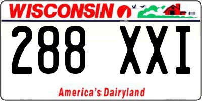 WI license plate 288XXI